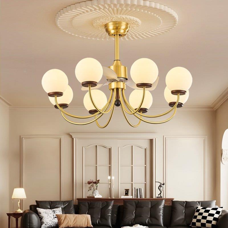 铜风扇室吊灯客厅灯美式卧古式奶法油魔豆卧室中餐厅轻奢无品牌/