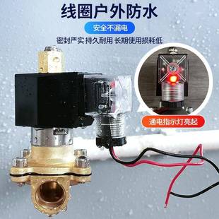220V2阀4户外防防潮水管阀道控BBD制开关电子水阀气阀黄铜常开电