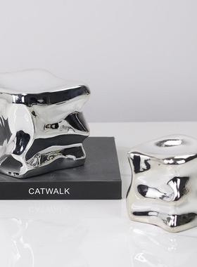 现代简异形纸抽象树脂冰约块摆件样板室镇FVZ内房软装立方体装饰