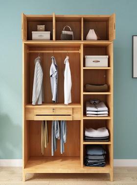 实木北欧两门三门门对开衣主卧柜卧室约AXA组合橡简胶木四储存储