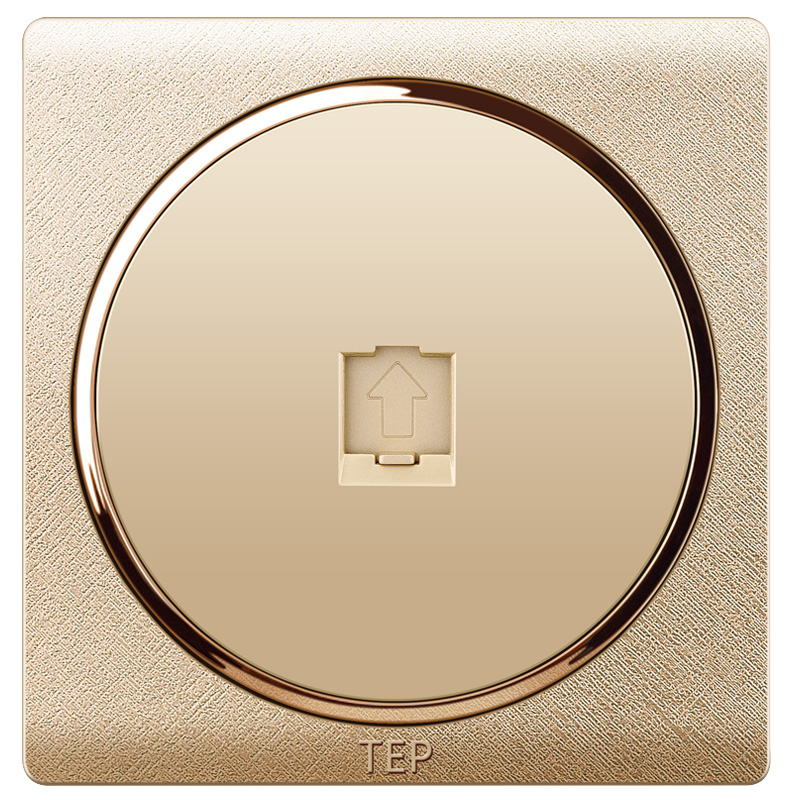 3D精雕开关插座面板家用86型香槟金信息单口网口光纤网络电脑插座
