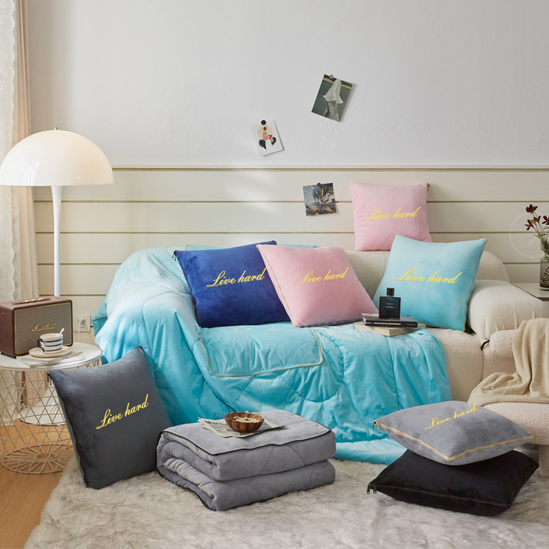 加厚抱枕被子两用珊瑚绒轻奢多功能办公室午睡毯车载抱枕被可定制