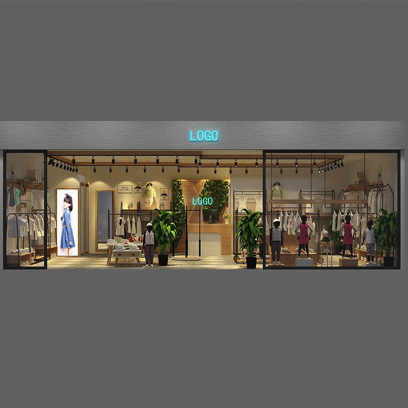 童装店货架展示架上墙正侧挂衣服的架子落地式中岛服装店展示货柜