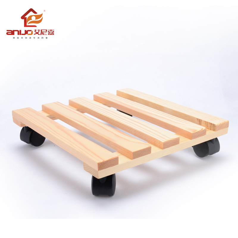 实木加厚移动花架置物架简约花盆底座落地架托盘室内盆景架万向轮