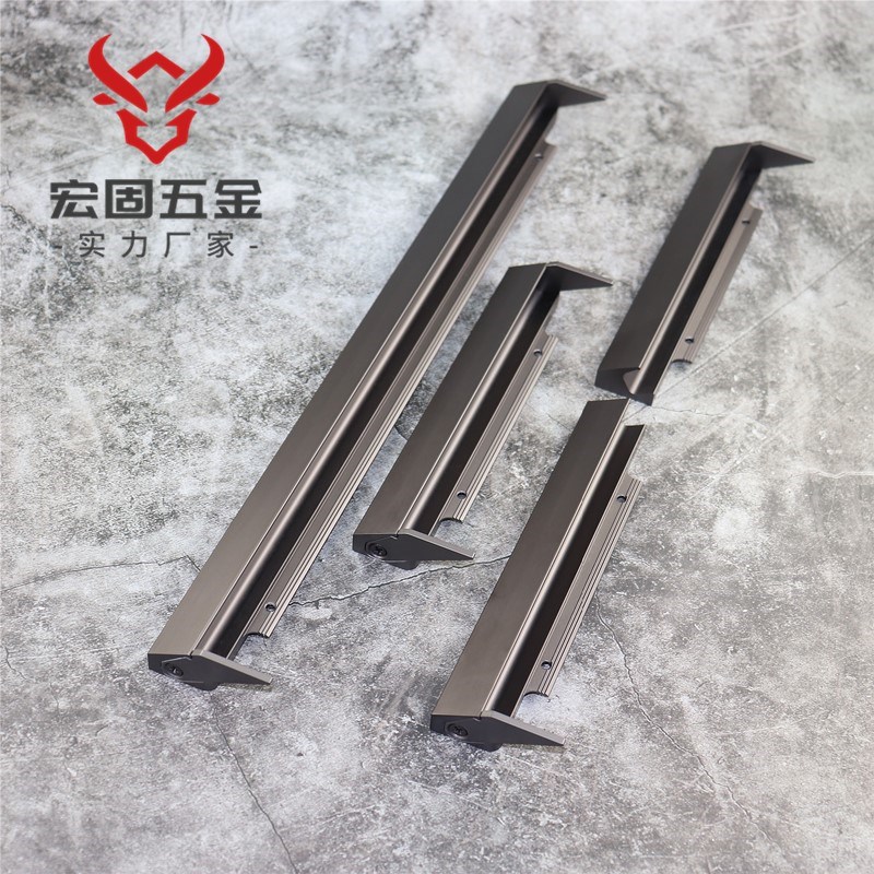 意式嵌入式抽屉衣柜门把手轻奢黑色加厚25板开槽橱柜门钓鱼拉手