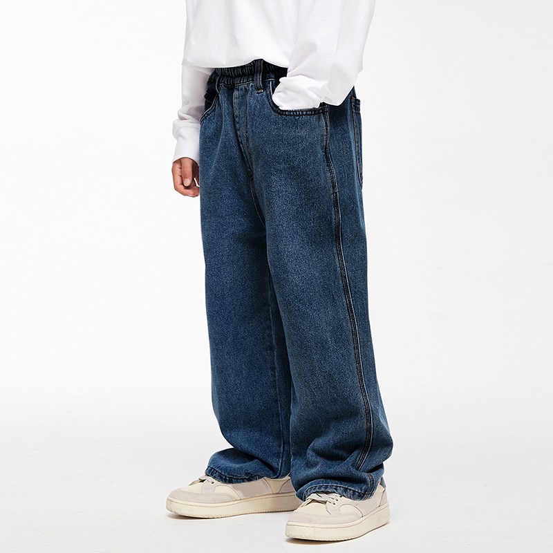 DK童装春秋款街舞中大童儿童宽松牛仔裤男童女童休闲阔腿裤直筒裤