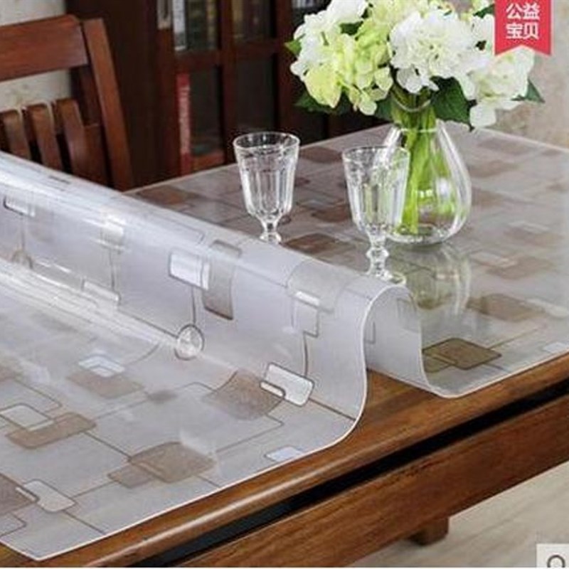 60*150加厚防水软玻璃PVC餐桌垫厨房透明耐磨砂茶几水晶塑料桌布