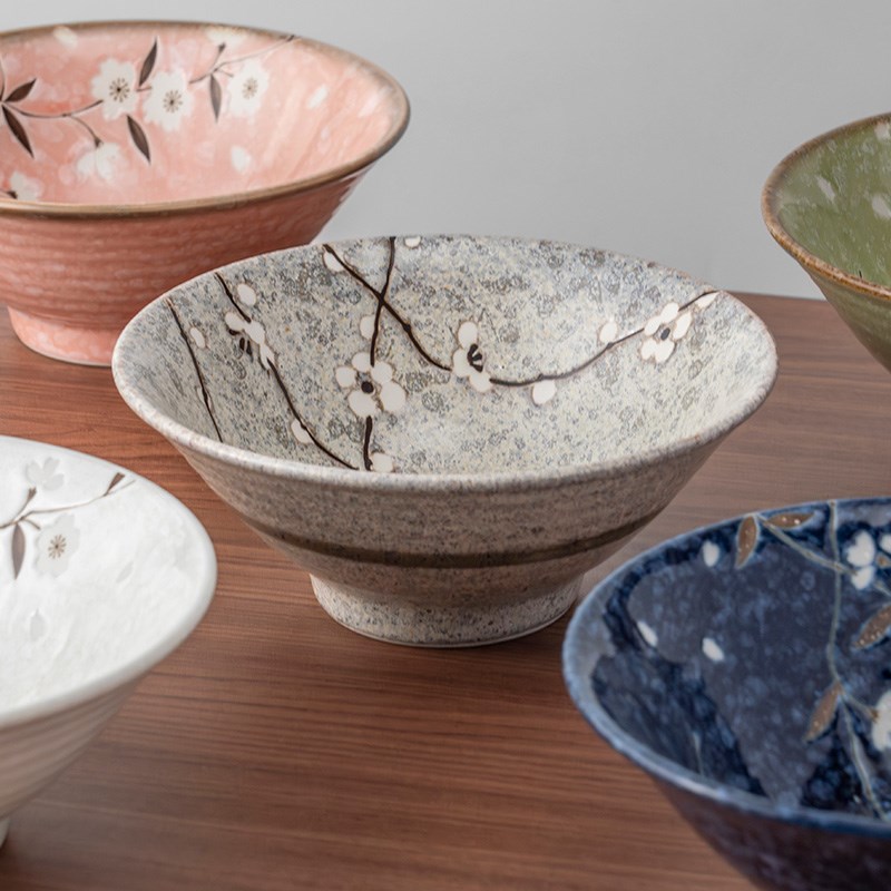 美浓烧早春面碗家用2025新款6寸斗笠面碗轻奢陶瓷釉下彩高级感碗