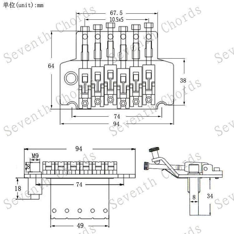 电吉他配件电琴吉他双摇颤音系统桥弦板颤音器金拉WVQC2