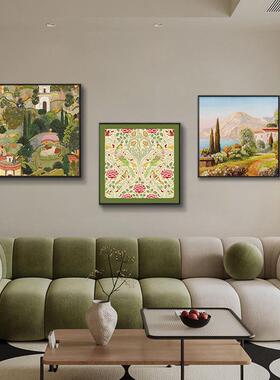 中古风客厅装饰SQ081701画美式复古沙发景墙小术高级感餐厅背卧众