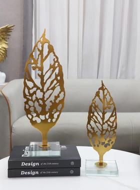 代简约几何属镂空树叶摆件客厅卧室关现酒店1237样板金房家居装玄