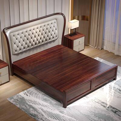 新中式物乌金奢木加厚实木床现EDV代简约轻软靠1.M双8人床储高箱