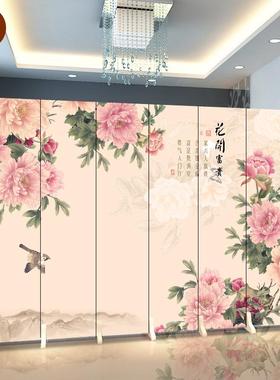 新断中叠式屏风隔客厅室遮挡家用000000折叠移动玄关折推拉隔卧断
