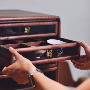 收纳多收纳储物柜移动防尘 26式 爆款 桌面牙柜科黑胡层桃抽屉YJH3