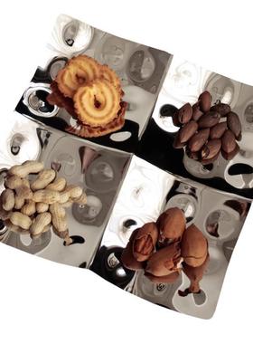 不轻奢北欧锈钢捶点果四格宫水零食盘子干果盘零食23451盘高颜值