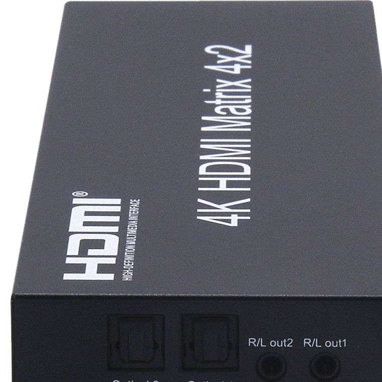 hdmi分配器4进2出 4K切换器矩阵电脑电视高清四进二带 音频分离3D