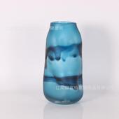 简约插色渐变高颜值玻璃蓝花瓶高级感客厅装 摆件饰品花器水M011培