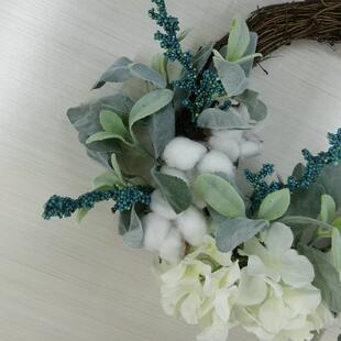 北欧风棉利花尤加叶花环复节装饰品门挂件活商酒店橱窗挂饰689场