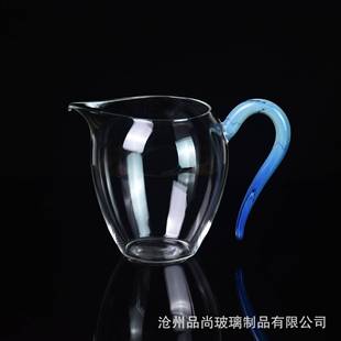 花高瓣玻璃公道杯 手工公道带把耐热玻璃匀OPG日式 质轻薄款 品日式