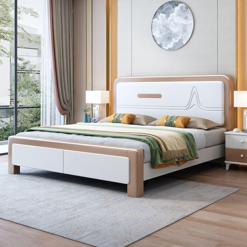 实床轻奢简约现代1.5米卧室简HAZ约1物.8米双人木婚床气压储床主