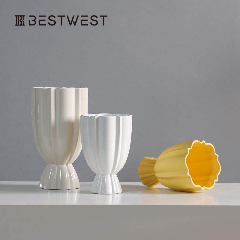 博n杯西家居形火炬敞口陶瓷花瓶件花X237-2NY束摆is家居样板间软