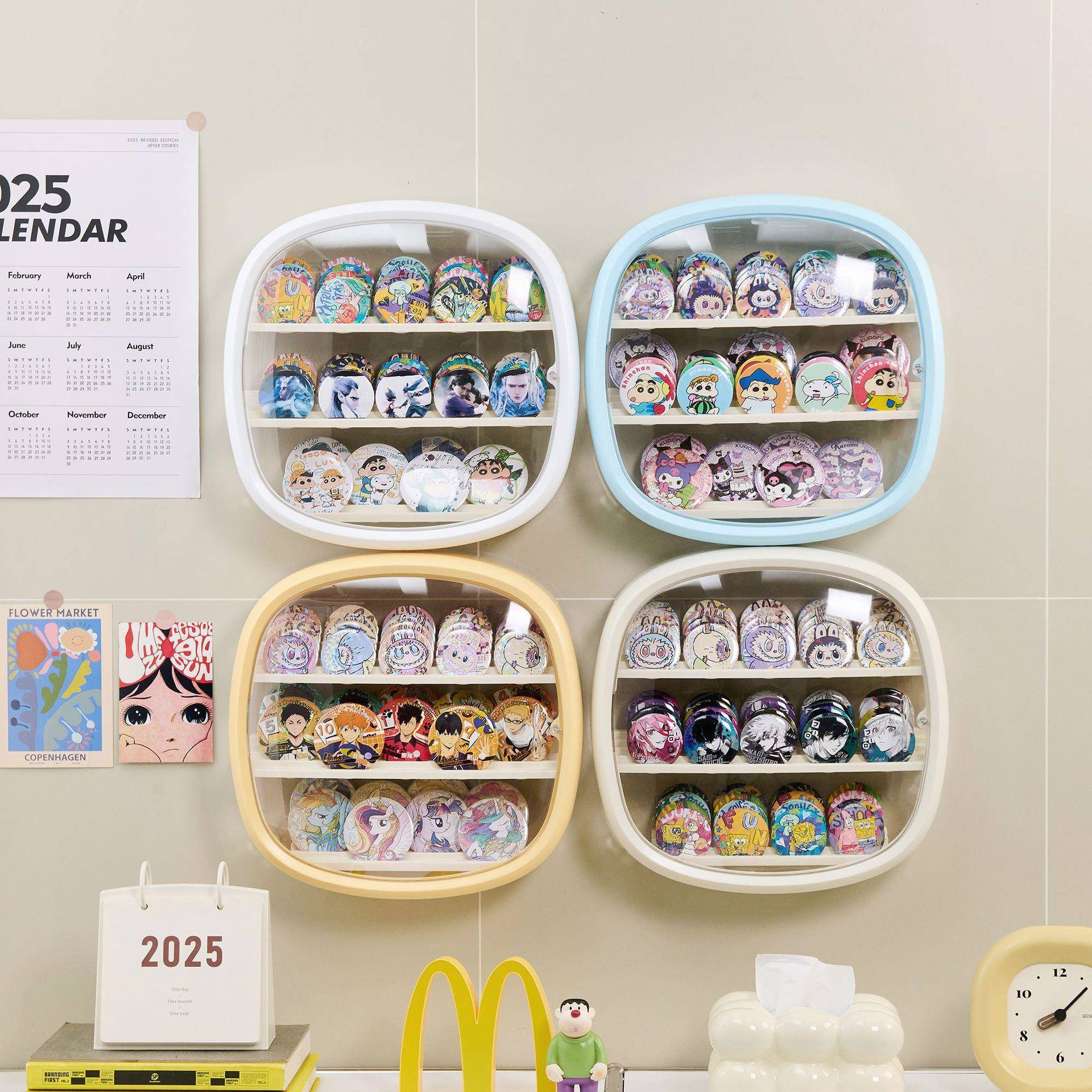 吧唧收纳尘盒亚YM-3001-克力透明密封面防展示盒徽章动漫周边桌防