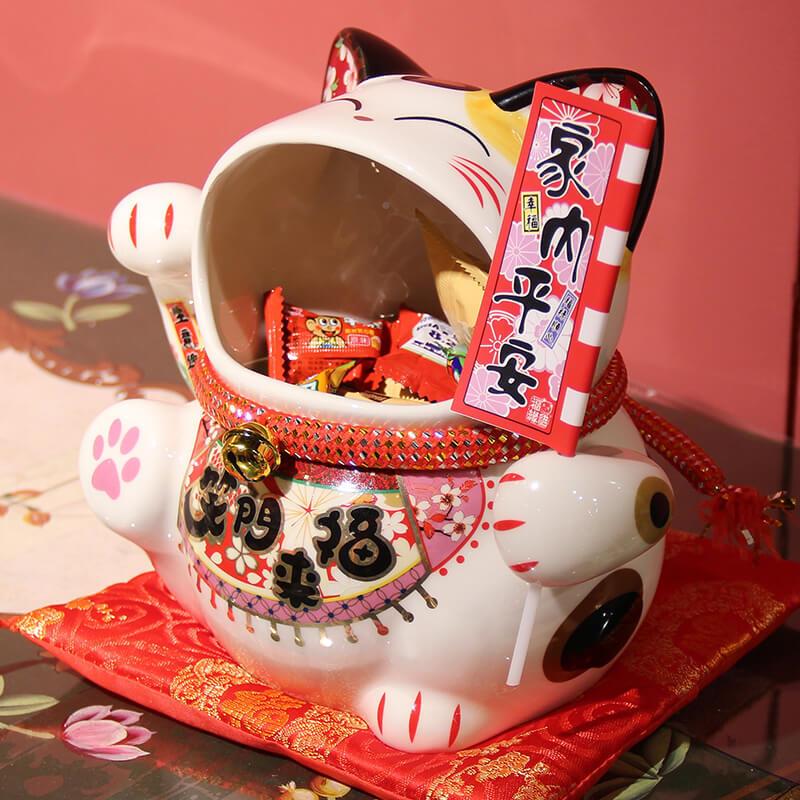 福缘招财猫家迁送乔创礼玄关招摆件意糖果罐存钱罐家居陶瓷86988A