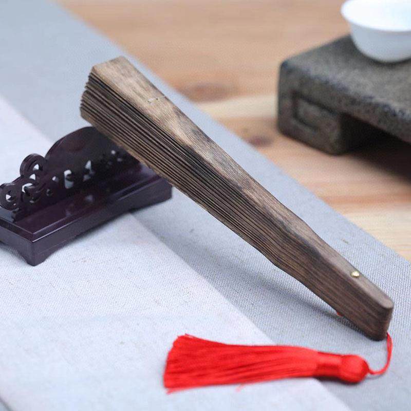 6寸7寸木质扇子中舞风礼品国沉香木扇镂空摆件321艺全木扇蹈工折