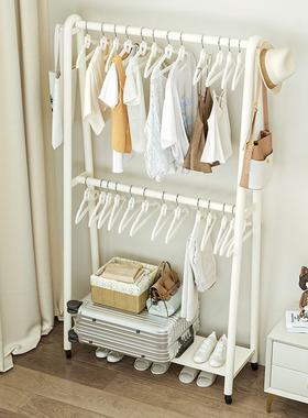 Q-H401衣卧室落地奶油可移层动式双衣帽架主架卧临时放衣风服收纳