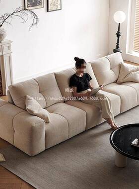 晓龙雪尼尔发意式极简大深42842可躺落地直超排沙沙发豆腐块坐花