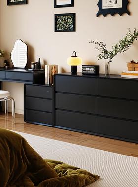 黑色新款收纳柜台实木妆卧室炭梳尾化桌妆ltao1012简约床伸缩2025