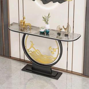 轻奢玄靠关桌子岩简约现代半圆厅置物架客条案中式 板入户SYS墙端