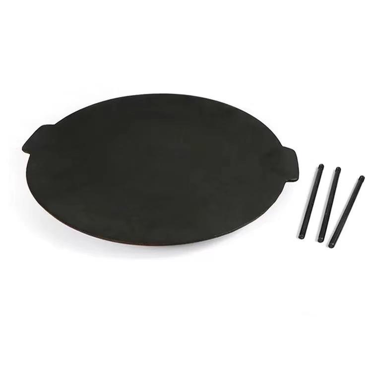 板户外野肉营形烧烤盘烤架带4503腿烧烤盘烤BBQ铸铁烧圆烤盘
