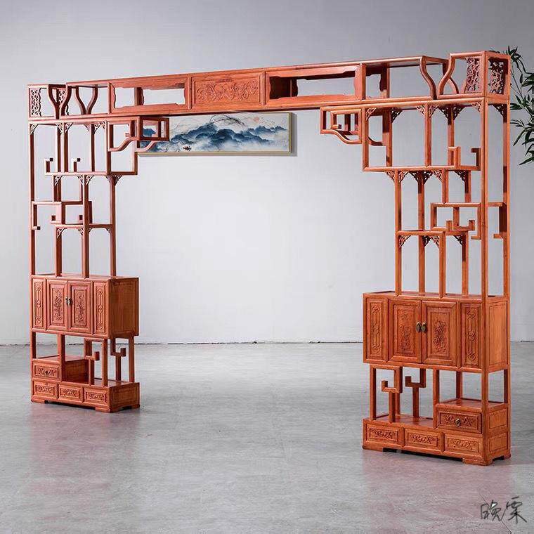 新中德10551博式门洞花格走廊房间柜仿古中式实木古架展示玄关酒