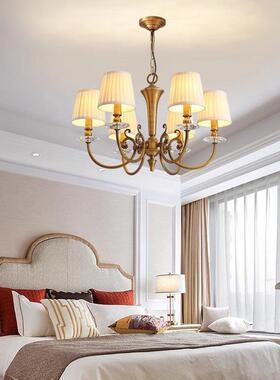 美式吊灯简客厅灯全铜约现代吊灯轻奢大餐OUX厅乡村别墅空大堂中