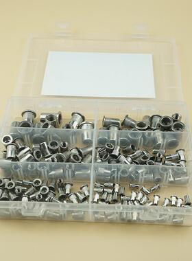 18pcs304不M锈钢圆柱竖0纹平头铆螺母套装3-M10盒装97876套装