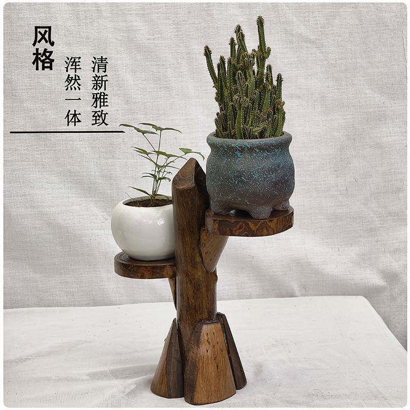 桌面多肉架阳台窗奢332小花架家用复意古置物架实飘木创盆栽展示