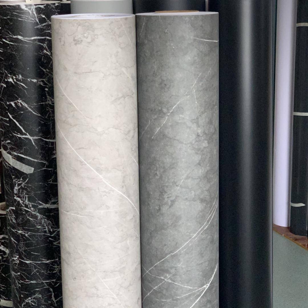 加厚贴哑光灰色大理石纹自纸粘墙纸装饰翻新膜展贴柜展厅波大理石