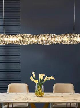 后现代轻高档金奢水厅晶厨房吧台MAQ灯色简约岛台一字长条水晶餐