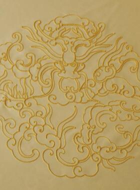 中式仿双明清古典月洞架ZQH子纹床明黄色祥云龙仿布花蚊绣帐床垒