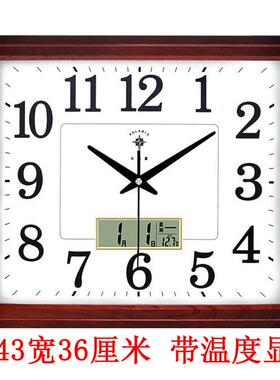 ?北极星钟厅时钟万年历41823静钟音电子钟超大时长方挂客形欧式石