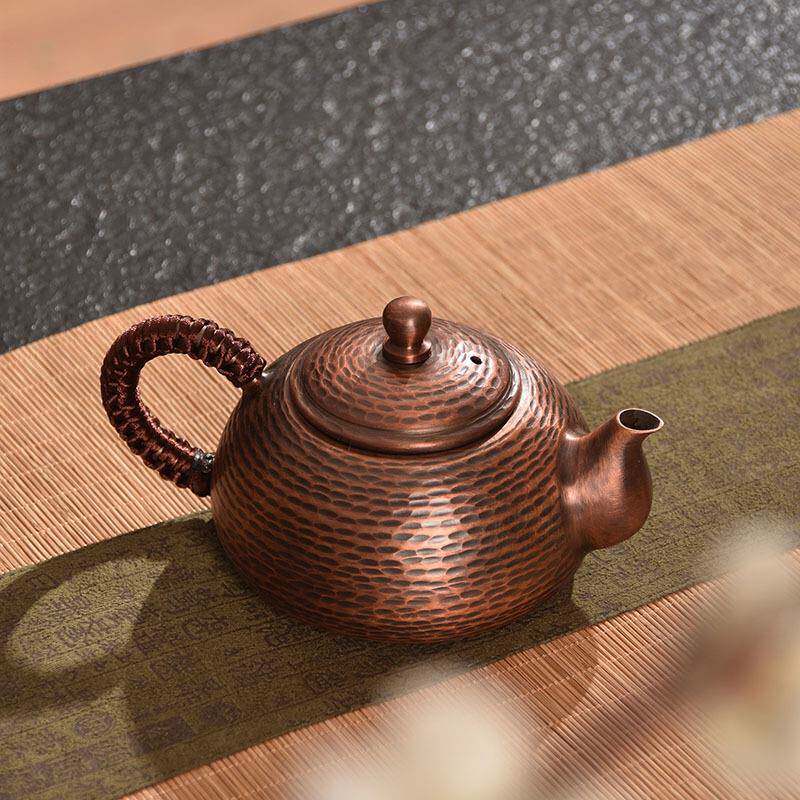 铜具壶烧水壶煮茶茶壶手工纯紫茶HLE壶红铜铜家用沏壶茶电陶炉款