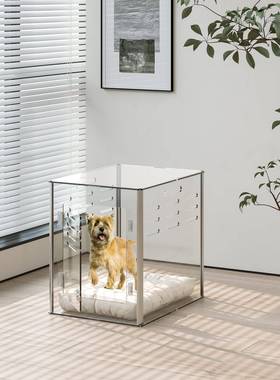跨境亚克力狗屋明家室36030透内狗笼带小锁通风设计现代透明中型