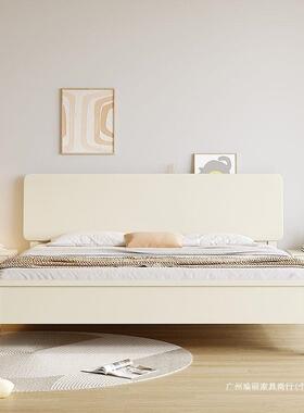 简约白色实木储床现代流行物床NTM卧家宿用双人床奶油风主网红民