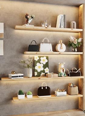 墙上置物木一架字隔板边上墙书架墙XBU壁展示架原自然异形壁挂层