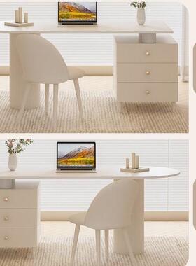 奶桌油简风客厅大长书轻奢44903现代约岩板脑办公桌法式书房岛台