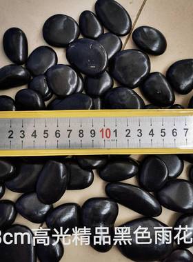 长沙品雨花石鹅卵石石37258黑色抛光黑色石头白色公工园头园林景