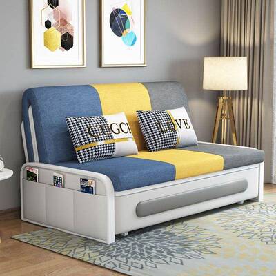 多功能扶无手单双人小折户简约家用60322坐卧一型体两用沙发叠沙