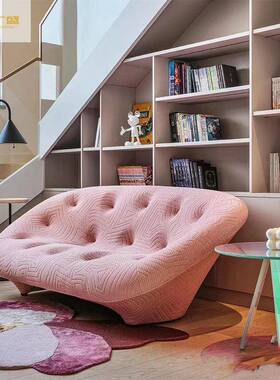 意式写意沙发弧pl意oum贝壳极简空53492607形布艺网间红设计师现