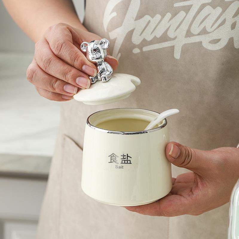 组轻奢瓷陶醋调料盒SDK套装厨房调料油盐酱调料瓶罐合家用高档调